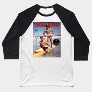 YOUNG GUYS! Special Body Builders Guide - Vintage Physique Muscle Male Model Magazine Cover Baseball T-Shirt